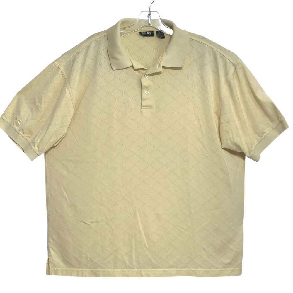 Ping Collection Polo Shirt Mens Pale Yellow Short Sleeve Golf Country Club‎ XL